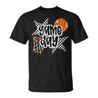 Basketball Player Game Day Checkered Basketball Fan Mom T-Shirt - Thegiftio UK