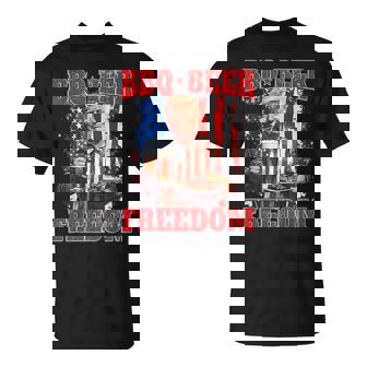 Bbq Beer Freedom Trump American Flag 4Th Of July T-Shirt - Monsterry