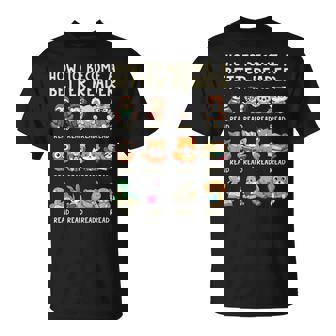 How To Become A Better Reader Animals Reading Teacher T-Shirt - Monsterry