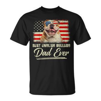 Best English Bulldog Dad Ever Daddy Usa Flag Fathers Day Men T-Shirt - Thegiftio UK