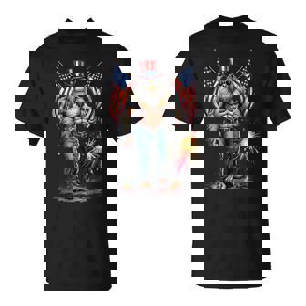 Bigfoot Fireworks 4Th Of July Sasquatch American Usa Flag T-Shirt - Thegiftio UK