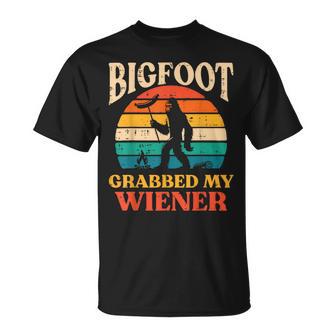 Bigfoot Grabbed My Wiener Sasquatch Joke Women T-Shirt - Thegiftio UK