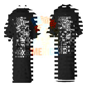 Bigfoot Rock & Roll 'Merica Usa American Flag 4Th Of July T-Shirt - Monsterry