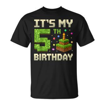 Birthday Boy It's My 5Th Birthday Game Pixel Boys T-Shirt - Thegiftio UK