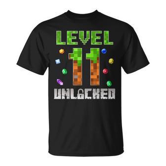 Birthday Boy Level 11 Unlocked 11Th Birthday Game Pixel T-Shirt - Thegiftio UK