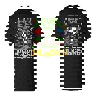Birthday Boy Level 7 Unlocked 7Th Birthday Game Pixel T-Shirt | Mazezy
