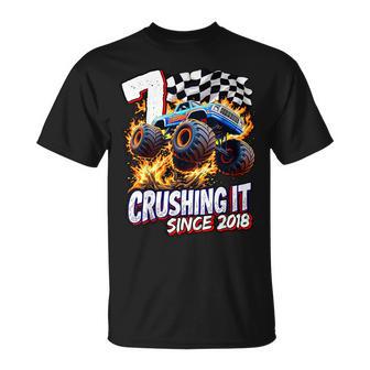 Birthday Monster Truck 7 Year Old Boys 7Th Party Born 2018 T-Shirt - Thegiftio UK