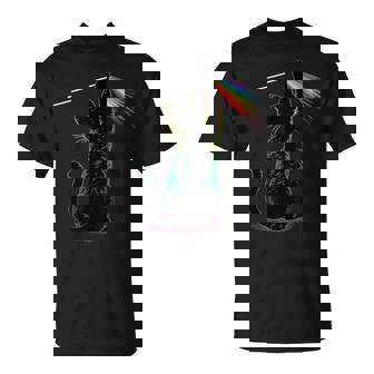 Black Cat Rainbow Light Prism Science Lover Physics Lgbt T-Shirt - Thegiftio