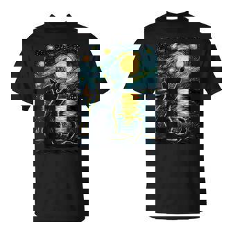 Black Cats Lover Starry Night Vincent Van Gogh T-Shirt | Mazezy