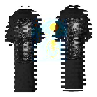 Black Cats Lover Starry Night Vincent Van Gogh T-Shirt - Thegiftio UK