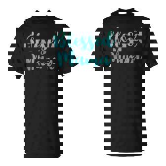 Blessed Mama Teal Watercolor Typography For Mom T-Shirt - Monsterry