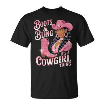 Boots And Bling It's A Cowgirl Thing Melanin Black Cowgirl T-Shirt - Thegiftio