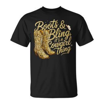 Boots And Bling It's A Cowgirl Thing Western Rodeo Cowgirls T-Shirt - Thegiftio UK