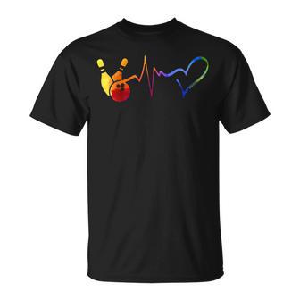 Bowling Heartbeat Tie Dye Colorful Bowling Game Day Bowling T-Shirt - Monsterry