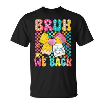 Bruh We Back Sixth Grade Pencil Bow Back To School 6Th Grade T-Shirt - Thegiftio UK
