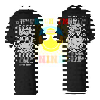 Bruh I'm Nine 9 9Th Birthday Groovy Boys Girls 9 Years Old T-Shirt - Monsterry