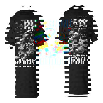 Bruh Its My Birthday Master Builder Dabbing Blocks Bricks T-Shirt | Mazezy