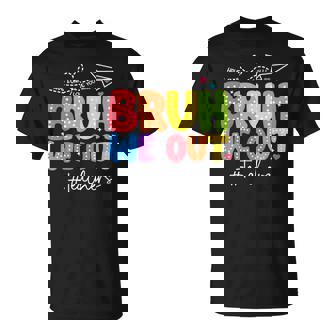 Bruh We Out Teachers Cute End Of School Year Groovy Summer T-Shirt | Mazezy