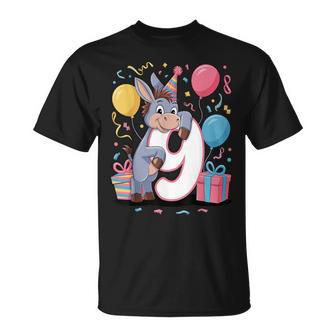 Burro 9 Cumpleaños Niño Niña 9 Años Noveno Nueve Burro Camiseta unisex - Regaloses