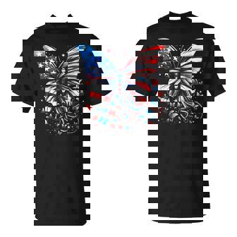 Butterfly Usa Flag Cute 4Th Of July American Butterfly T-Shirt | Mazezy