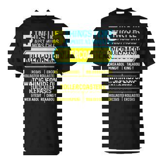 Cadeaux Drôles De Montagnes Russes De Passe-Temps 5 Choses T-Shirt - Cadeauxyz