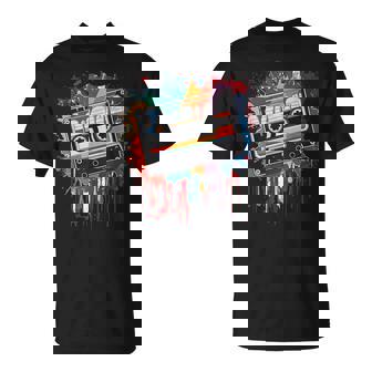 Cassette Colorée Motif Éclaboussures T-Shirt - Cadeauxyz