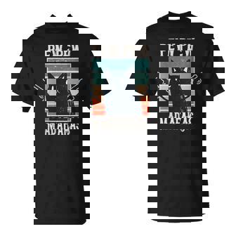 Cat Pew Pew Madafakas Retrointage Regalo Cuello Camiseta unisex - Regaloses