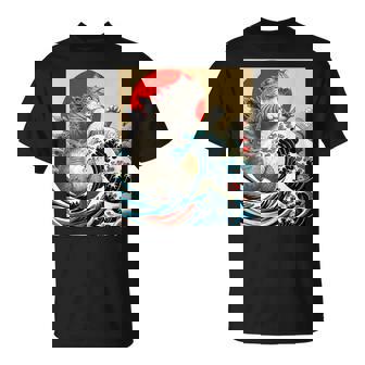 Catzilla 猫日本美術面白い猫 Tシャツ - Kawaiitshirt