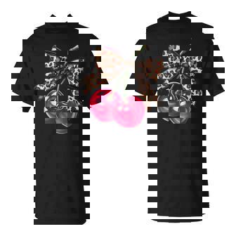 Cherry Coquette Aesthetic With Leopard Bow T-Shirt - Thegiftio