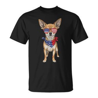 Chihuahua Usa Us Flag 4Th Of July America Cute Dog T-Shirt - Thegiftio UK