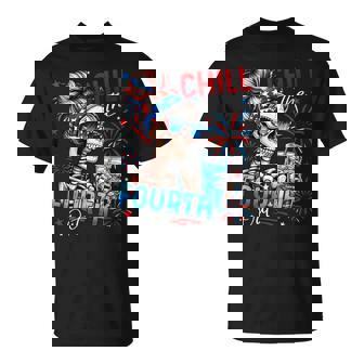 Chill The Fourth Out Skeleton Retro 4Th Of July Women T-Shirt | Mazezy