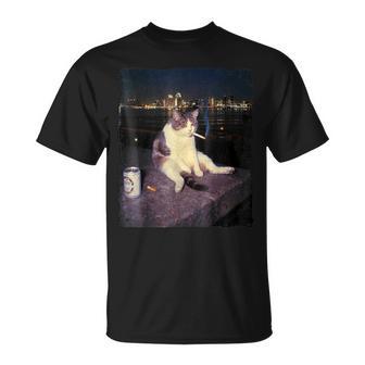 Cigarette Kitten Smoking Cat Meme Stupid Brainrot T-Shirt - Monsterry