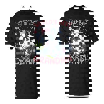 Conreo World's Best Grandma Panda Grandmother & Cub Pajama Top Black Women's Small Modern Sleepwear Cartoon Panda T-Shirt - Thegiftio