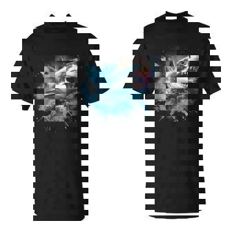 Cool Watercolor Great White Shark Open Jaw T-Shirt - Thegiftio