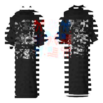 Coquette Bow 4Th Of July Patriotic Girl American Flag T-Shirt - Monsterry
