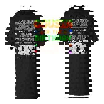 Cousin Of The Birthday Boy Video Gamer Black Boys' Birthday Pixel Number T-Shirt - Monsterry