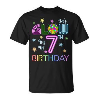 Lets Crazy It's My 7Th Birthday Glowing 80S 7 Year Old T-Shirt - Thegiftio UK