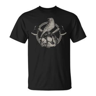 Cuervo Calavera Mitología Nórdica Escandinava Odinikingo Camiseta unisex - Regaloses