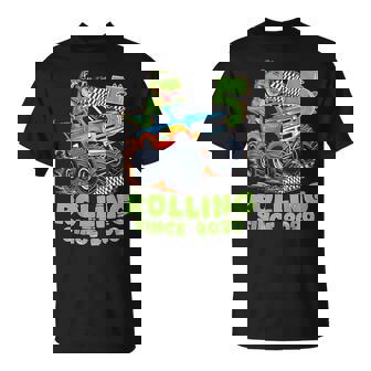 Cumpleaños De Dinosaurio Monster Truck Para Niño De 5 Años Camiseta unisex - Regaloses
