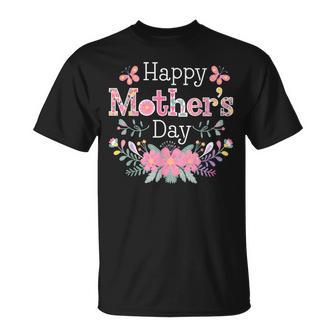 Cute Floral For Mom Grandma Happy Mother's Day 2025 T-Shirt - Thegiftio UK