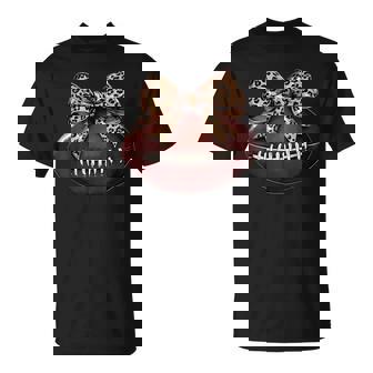 Cute Football Coquette Bow Cute Football Mom T-Shirt | Mazezy