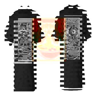 Cute Japanese Kawaii Raccoon Eating Ramen Animal Boys T-Shirt - Thegiftio