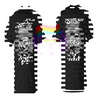 Cute Lgbtq Possum Holding Flag With Sounds Gay Quote T-Shirt - Monsterry