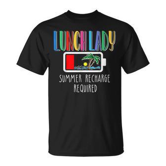 Cute Lunch Lady Summer Recharge Required Last Day Of School T-Shirt - Thegiftio UK