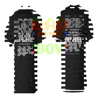 Dad Of The Birthday Boy Bday Party Video Gamer Pixel Number T-Shirt - Monsterry