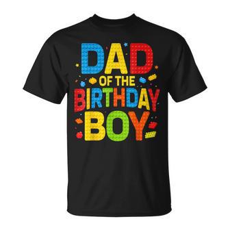 Dad Of The Birthday Boy Building Block Birthday Party T-Shirt - Thegiftio UK