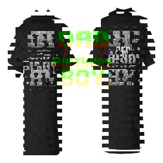 Dad Of The Birthday Boy Matching Pixel Family Bday Party T-Shirt - Thegiftio