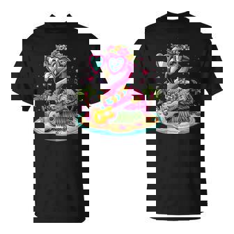 Damen Flamingo Hawaii-Kostüm Kinderommer Urlaub Flamingo Mit-Ausschnitt T-Shirt - Geschenkecke