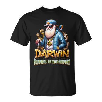Darwin Laupervivencia Del Hippest Divertido Charles Darwin Camiseta unisex - Regaloses