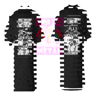 Death Metal Grim Reaper ピンクユニコーン ファニーヘビーメタル Tシャツ - Kawaiitshirt